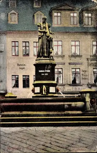 Ak Annaberg Buchholz im Erzgebirge, Denkmal, Benzin-Lager, Voigt, Reise- und Tischdecken