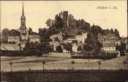 Ak Stolpen in Sachsen, Panorama, Kirche