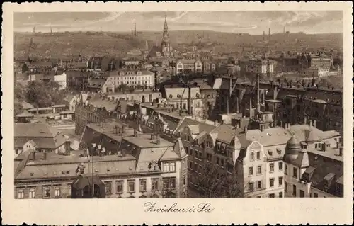 Ak Zwickau in Sachsen, Panorama mit Kirchturm