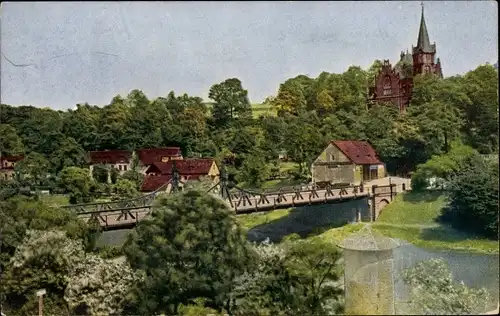 Ak Zwickau in Sachsen, Paradiesbrücke, Partie an der Mulde