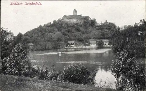 Ak Schönfels Lichtentanne in Sachsen, Schloss, Panorama