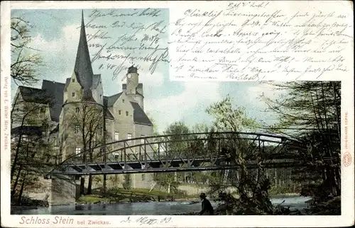 Ak Stein Hartenstein in Sachsen, Schloss Stein, Brücke