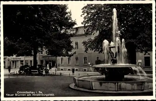 Ak Crimmitschau in Sachsen, Neuer Brunnen am Hindenburgplatz
