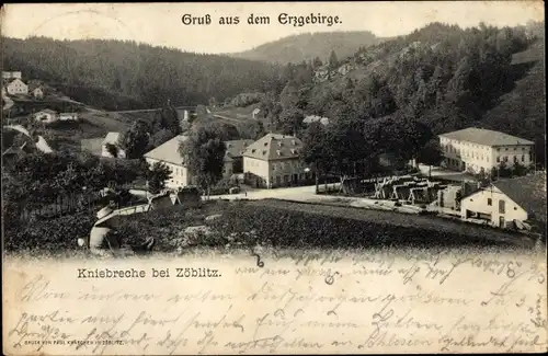Ak Zöblitz Marienberg im Erzgebirge, Kniebreche, Panorama