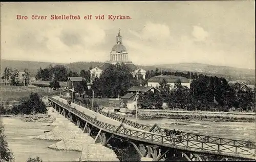 Ak Skellefteå Schweden, Bro öfver Skelleftea elf vid Kyrkan