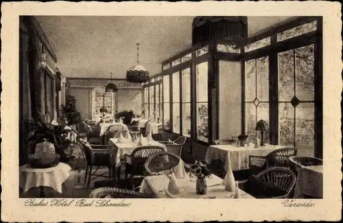 Ak Bad Schandau Sächs. Schweiz, Die Veranda des Bahrs Hotel, Otto Protze