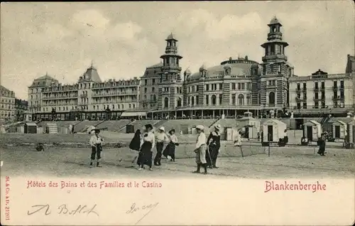 Ak Blankenberghe Blankenberge Westflandern, Hotels des Bains et des Familles, le Casino