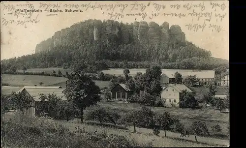 Ak Königstein an der Elbe Sächsische Schweiz, Pfaffenstein, Felsen