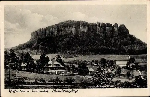 Ak Königstein an der Elbe Sächsische Schweiz, Pfaffenstein, Terrassenhof