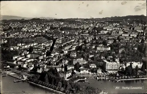 Ak Ouchy Lausanne Kanton Waadt, Totalansicht der Ortschaft