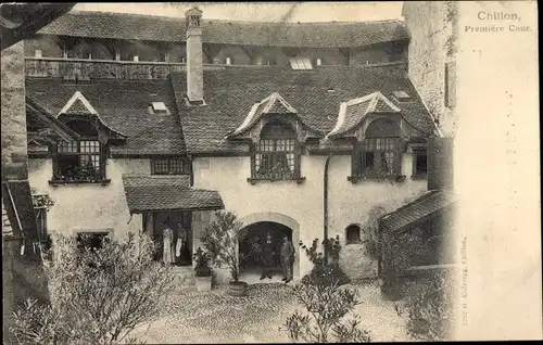 Ak Chillon Lac Léman Kt. Waadt Schweiz, Premiere Cour, Chateau