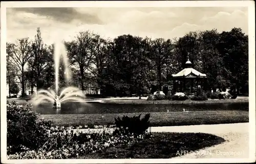 Ak Apeldoorn Gelderland, Oranjepark, Fontäne