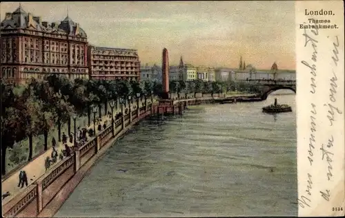 Ak London City England, Thames Embankment