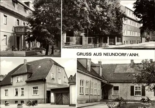 Ak Neundorf in Anhalt Staßfurt im Salzlandkreis, Kinderkrippe, Staatliche Arztpraxis, Lehrlingsheim