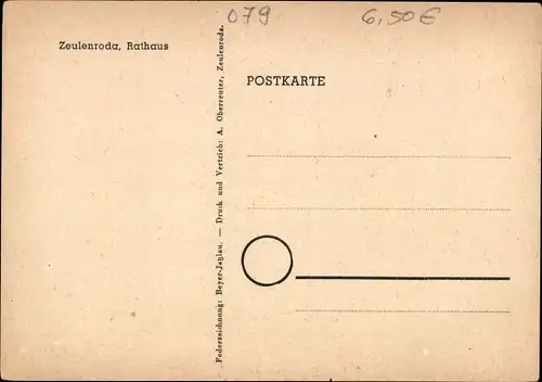 Künstler Ak Zeulenroda in Thüringen, Rathaus