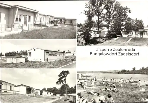 Ak Zadelsdorf Zeulenroda Triebes in Thüringen, Bungalowdorf, Schwimmbad, Badegäste