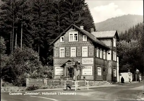 Ak Mellenbach Glasbach im Schwarzatal Thüringen, Gaststätte Zirkelstein, Außenansicht