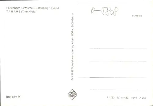 Ak Tabarz im Thüringer Wald, Ferienheim IG Wismut Datenberg, Haus I, Ansicht vom Garten aus