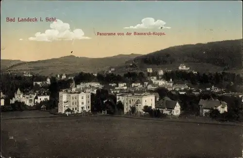 Ak Lądek Zdrój Bad Landeck Schlesien, Panorama von der Bismarck-Koppe