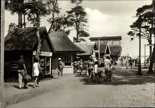 Ak Ostseebad Prerow auf dem Darß, Weg zum Strand, Kiosk