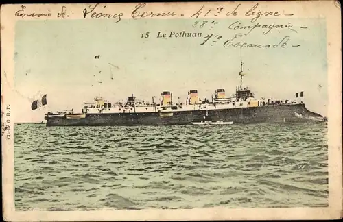 Ak Französisches Kriegsschiff, Le Pothuau auf See