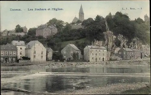 Ak Esneux Wallonie Lüttich, Die Felsen, Die Kirche