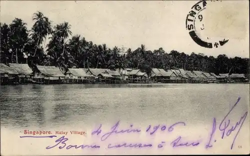 Ak Singapur Singapur, malaiisches Dorf