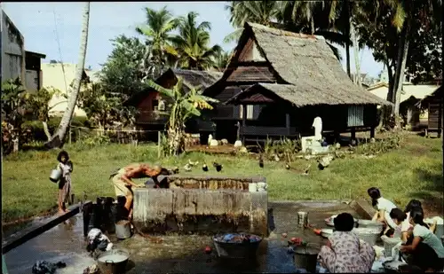 Ak Malakka Malakka Malaysia, Wäschetag an Dorf Wasserquelle