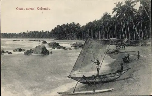 Ak Colombo Ceylon Sri Lanka, Küstenszene