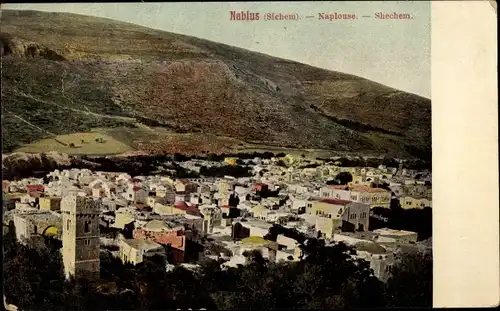 Ak Nablus Palästina, Panoramaansicht