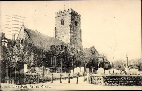 Ak Folkestone Kent England, Parish Church
