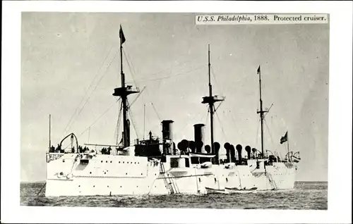 Foto Ak US Amerikanisches Kriegsschiff, USS Philadelphia, Protected cruiser