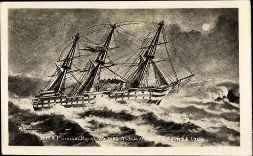 Künstler Ak Britisches Kriegsschiff, Segelschiff