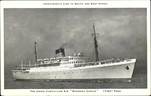 Ak SS Rhodesia Castle, Union Castle Line nach Süd- und Ostafrika