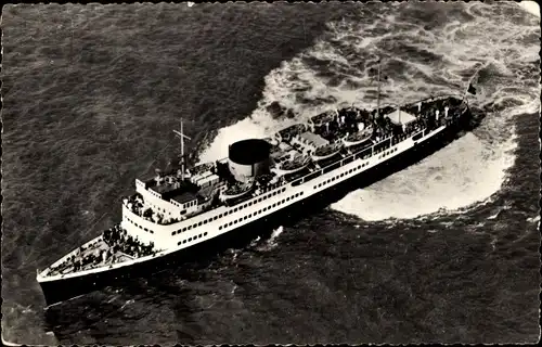 Ak Fährschiff der Linie Ostende Dover, Fliegeraufnahme