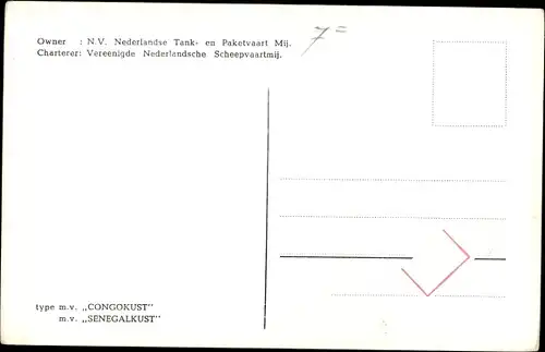 Ak MV Congokust, MV Senegalkust, N.V. Nederlandse Tank en Paketvaart Mij.