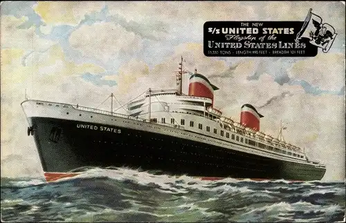 Künstler Ak SS United States, United States Lines, USL