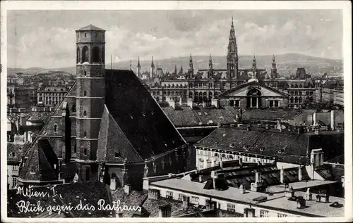 Ak Wien 1 Innere Stadt, Blick gegen das Rathaus