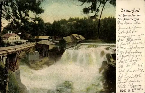 Ak Gmunden in Oberösterreich, Traunfall