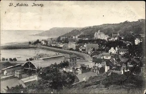 Ak St. Aubins Jersey Kanalinseln, Blick auf den Ort