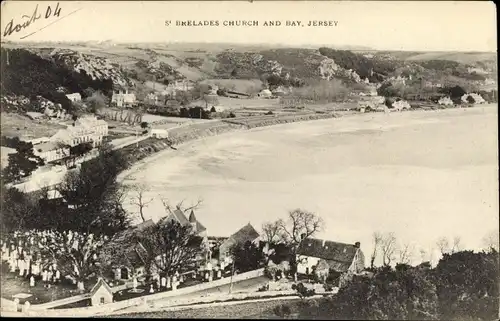Ak Jersey Kanalinseln, Saint Brelades Church und Bay