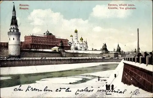 Ak Moskau Russland, Kremlin, Vue générale, Winter