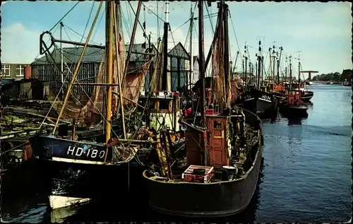 Ak Den Helder Nordholland Niederlande, Binnenhaven, Fischerboote