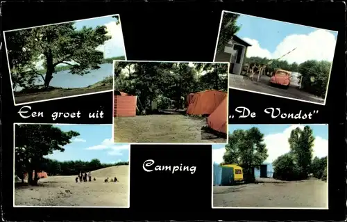 Ak Cromvoirt Nordbrabant Niederlande, Camping De Vondst, Zeltplatz, Eingang, See