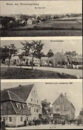 Ak Großvoigtsberg Großschirma in Sachsen, Dorf, Barackenlager, Gasthof zum schwarzen Bär