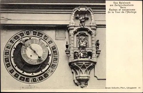 Ak Bern Stadt Schweiz, Das Spielwerk am Zeitglockenturm