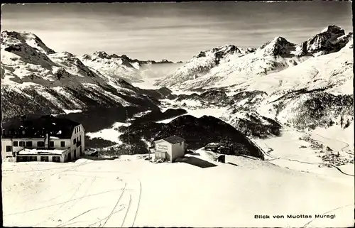 Ak Muottas Muragl Kanton Graubünden, Schneepanorama