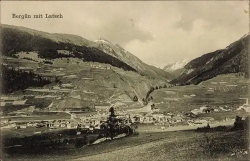 Ak Bergün Bravuogn Filisur Kanton Graubünden, Gesamtansicht mit Latsch