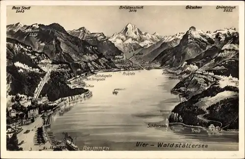 Ak Vierwaldstättersee Kanton Uri, Brunnen, Bristenstock, Urirotstock
