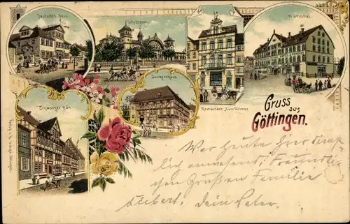 Litho Göttingen in Niedersachsen, Deutsches Haus, Stadtpark, Junkernhaus, Schwarzer Bär